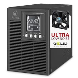 Atlantis A03-OP1002XLN UPS OnLine 88% Più Silenzioso Gruppo di Continuità Server Doppia conversione Onda Sinusoidale Pura 1000VA 700W, Ventola Low Noise Gelid 23,6 dbA,USB,2 Schuko + 1 IEC, 2x12V-9Ah