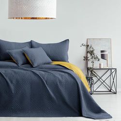 AmeliaHome-överkast antracit honungsgult 170 x 210 sängöverkast dubbelsidig Ultrasonic-quiltning polyester Softa