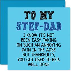 Step Dad Fathers Day Card - Well Done - Funny Novelty Happy Birthday Father's Day Card from Step-Son Daughter, 145mm Beautiful Greeting Cards for Step Father Dad Daddy Papa
