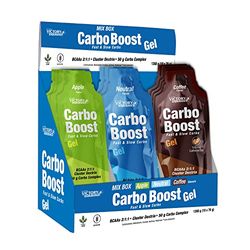 Victory Endurance Carbo Boost Gel. Mix Box (18 x 76 g). Energía inmediata. Para el ejercicio prolongado. Complejo de Carbohidratos, BCAAs y Sodio. Sin gluten, vegano. Neutro/Manzana/Café.