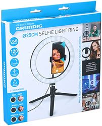 Grundig Selfie Ringlight - Anneau Lumineux - pour Smartphone - Social Media et Vlogs - LED - Flexible - 25 cm