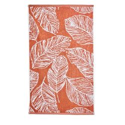 Fusion - Telo da bagno con foglie di terracotta (90 x 150 cm) - 100% cotone - Super morbido - Asciugamano foglie di palma tropicale - Telo bagno/telo bagno arancione e bianco - Accessorio bagno