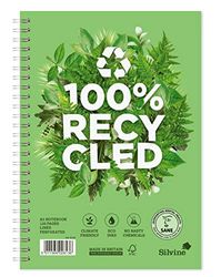 Silvine Cuaderno A5 Premium reciclado con espiral, 120 páginas rayadas de papel 100% reciclado, Ref R103