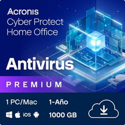 Acronis Cyber Protect Home Office 2023 , 1.000 GB en la nube , 1 PC/Mac , 1 año , Windows/Mac/Android/iOS , Seguridad y copia de seguridad en Internet , Envio por correo electrónico