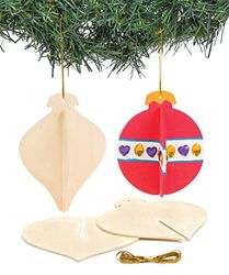 Baker Ross AV605 Wooden 3D Baubles - Pack of 6, Perfect for Children to Design and Decorate, Ideal for School, Home Crafting and Craft Groups