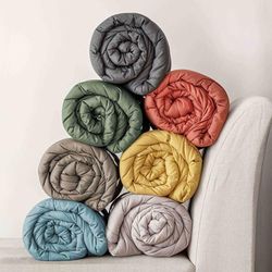 Toison d'or Lazy Plain Peach Skin Microfibre Quilt, 140 cm x 160 cm, Clay