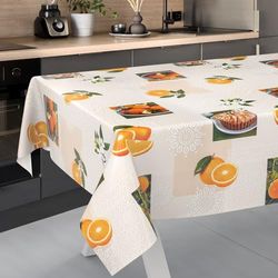 ANRO Tovaglia cerata, lavabile, da giardino, per interni ed esterni, 220 x 140 cm, con bordo tagliato, arancioni