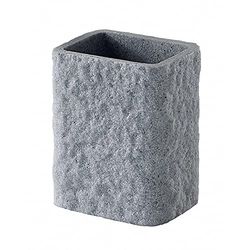 Gedy G-Canton tandenborstelhouder voor badkamer, afmetingen en gewicht: 11 x 9,2 x 6,5 cm & 0,455 kg, tandpasta- en tandenborstelhouder van hars en zand, antraciet, R&D-design, uniek