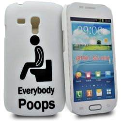 phonedirectonline – vitt hårt fodral design"Everybody POOPS" för Samsung galaxy s3 mini i8190