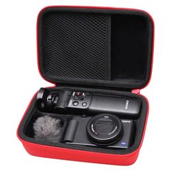 LTGEM Camera Case Compatible with Sony ZV-1F / ZV-1 / ZV-1 II Vlog Digital Camera, Tripod, Microphone and Vlogger Accessory Kit, Red