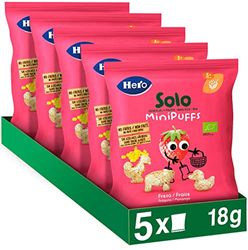 JNHCD Hero Solo Minipuffs Snack BIO de Fraise Dès 8 Mois - Pack de 5x18gr