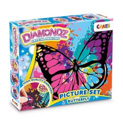 CRAZE DIAMONDZ Butterfly – Diamond Painting Set di farfalle per bambini con cornice, kit fai da te, mosaico per bambini, 25 x 35 cm