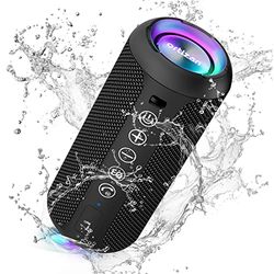 Ortizan X10 Speaker Bluetooth Portatile-Cassa Altoparlante Bluetooth Waterproof IPX7-Con Luce,Fino a 30h di Autonomia,3 Effetti Sonori Stereo Hi-Fi Bassi, Vivavoce Microfono-Con AUX, TF(nero)