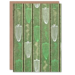 Artery8 Furuya Korin Japanese Art Card Green Shima Shima Textile Pattern