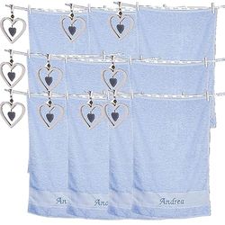 ARTEA DI ALICE Set 10 asciugamani Offerta Azzurri con iniziale ricamata asciugamano viso asciugamano ospite bagno con iniziali ricamate Made in Italy morbidi assorbenti soffici resistenti