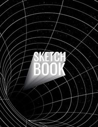 Black Paper Sketchbook: Unleash Your Imagination With This Premium Blank Black Paper Book, Sketching, Writing, Drawing, Painting, Doodling, ... 3d grid wormhole illusion design element