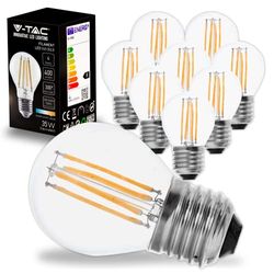 V-TAC 10x Lampadine LED Filamento G45 Attacco E27-4W (Equivalenti a 35W) - 400 Lumen - Lampadina Massima Efficienza e Risparmio Energetico - Luce Bianca Calda 3000K