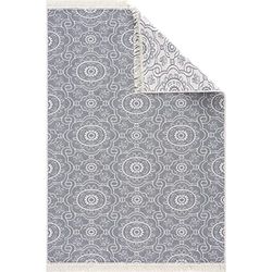 Muratap Boho Kilim Alfombra de Pasillo de Doble Cara Gris Claro Blanco 2 - Alfombra de Pelo Corto Skandi Moderna para salón, Cocina, Cuarto de baño, Inodoro, Lavable, Oeko-Tex, tamaño: 60 x 90 cm