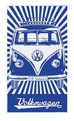 BRISA VW Collection - Volkswagen Beach Bath Sauna Towel in T1 Bus Campervan Design (Samba Stripes/Blue)