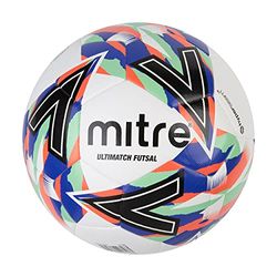 Mitre Ultimatch Pallone da futsal, controllo potenziato, impatto ammortizzato, bianco/blu, 3