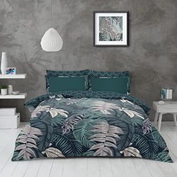 Super Dreamer Parure de lit complète en Polycoton avec Housse de Couette et taie d'oreiller Motif Feuilles Tropicales