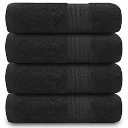 GC GAVENO CAVAILIA Lot de 4 essuie-Mains pour Salle de Bain – 700 g/m² – Serviettes en Coton égyptien – Serviettes de qualité hôtelière – Lavable en Machine – Noir – 127 x 218 cm