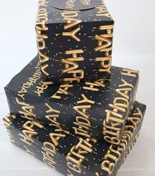 Abacus Cards 12367A - Carta da regalo con palloncini di compleanno, 2 fogli e 2 etichette, completamente riciclabile, colore: nero e oro