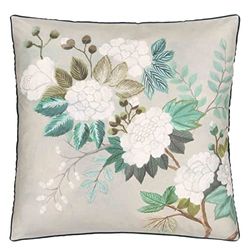 Funda de Almohada Estampada en satén de algodón, Flor Oriental, 65x65 cm, Designers Guild