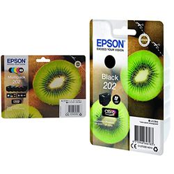 Epson Kiwi Multipack 5-colours 202 Claria Premium Ink & Kiwi Singlepack Black 202 Claria Premium Ink Cartuccia di inchiostro per stampanti, stampa inkjet