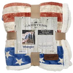 Carstens, Inc. Couverture surdimensionnée/Plaid en Polaire et Peluche Sherpa Ultra Douce, 137,2 x 172,7 cm, thème Cow-Boy, Drapeau américain