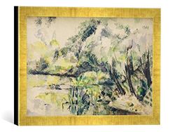 'Immagine incorniciata di Paul Cézanne EAU marécageuse (près de Melun?), Stampata, 40 x 30 cm, nel Quadro Immagini Fatti a Mano di Alta qualità Oro Raya