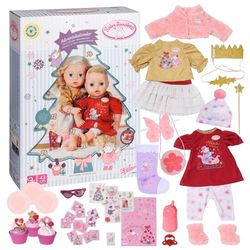Baby Annabell Advent Calendar 709634 - 24 Christmas-Themed Clothing Items and Accessories 43cm Dolls - Includes Jumper, Hat, Dress, Boots, Crown & More - Suitable for Kids from 3+