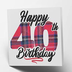 Maturi Tarjeta de felicitación de 40 cumpleaños con diseño de tartán en el interior en blanco