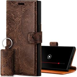 SURAZO Leather Wallet Mobile Phone Case Compatible with Samsung S23 Ultra - Flip & Fold Smartphone Case with Stand, RFID Blocker, Magnet Closure, 3 Slots for Bank Cards - Handcrafted European Leather
