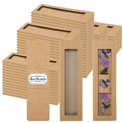Lot de 50 boîtes cadeaux en carton kraft pour marque-pages - 15 x 4,5 cm - Pour petites entreprises - Marron