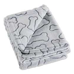 Bone Dry Embossed Bone Print Pet Blanket, 36x48, Gray