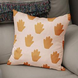 BonaMaison Housse de Coussin Motif, Orange et Blanc cassé Taie d'oreiller pour Lit Voiture Canapé Maison Salon Chambre, Décoration D'intérieur, 43x43cm - Conçu et Fabriqué en Turquie