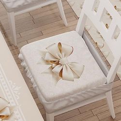 PETTI Artigiani Italiani - Zitkussen voor keukenstoel met elastiek, 6 stuks, stoelhoezen van microvezel met elastiek, stoelkussen met veer, strik, beige, 100% Made in Italy