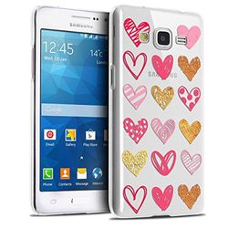 Caseink - Fodral för Samsung Galaxy Grand Prime [Crystal HD Collection Sweetie Design Doodling Hearts - Styv - Ultratunn - Tryckt i Frankrike]