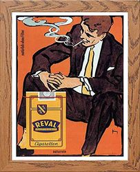 Lumartos, Vintage Poster Reval Cigarettes Contemporary Home Decor Wall Art Print, Wood Frame, A3 Size