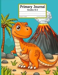 Primary Journal Grades K-2: Dinosaur Half Page Ruled Composition Notebook with Picture Space for Boys