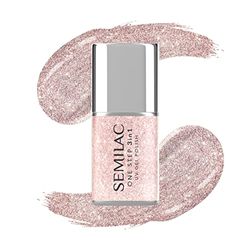 Semilac One Step 3-in-1 uv-nagellak S245 Glitter Pink Beige 7ml