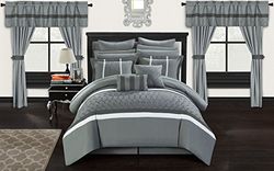 Chic Home Parure de lit 24 pièces Bed in a Bag - Gris - Très Grand lit