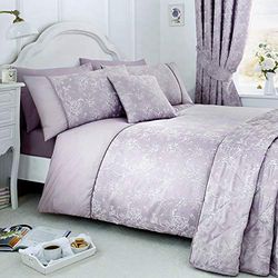 Serene - Jasmine Conjunto de capa de edredão de fácil cuidado, tamanho de cama de casal, roupa de cama Lavanda