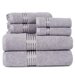 Lavish Home Lot de 6 Serviettes en Coton, argenté, 71,1 x 138,4 x 0,6 cm
