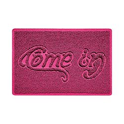 Nicoman COME-IN Embossed Shape Door Mat Dirt-Trapper Jet-Washable Doormat-(Use Indoor or Sheltered Outdoor)- (60x40cm/23.6x15.7inches, Small) Pink