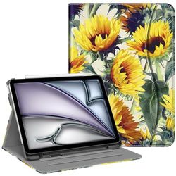 Fintie Fodral för iPad Air 11 tum (2024) M2, iPad Air 6:e / 5:e / 4:e generationen (2024/2022/2022) – [flervinkelvisning] folio stativ skyddsfodral med pennhållare och ficka, solrosor