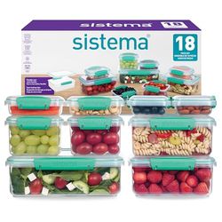 Sistema KLIP IT Pojemniki na żywność | Szczelne pojemniki do przygotowywania posiłków z pokrywkami | 18 szt. (9 pojemników i pokrywek)
