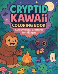 Cryptid Kawaii Coloring Book: Cute Mythical Creatures for All Ages: Adorable Monsters to Color Featuring Bigfoot, Mothman, Nessie, Chupacabra, and More!