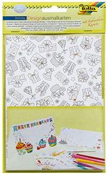 folia 14901 Lot de 4 cartes à colorier Motif anniversaire Multicolore 10,5 x 14,5 cm